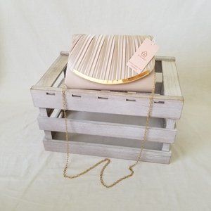 NWT! Classy Clutch Shoulder Bag w/Detachable Gold-tone Strap & Pleated Design